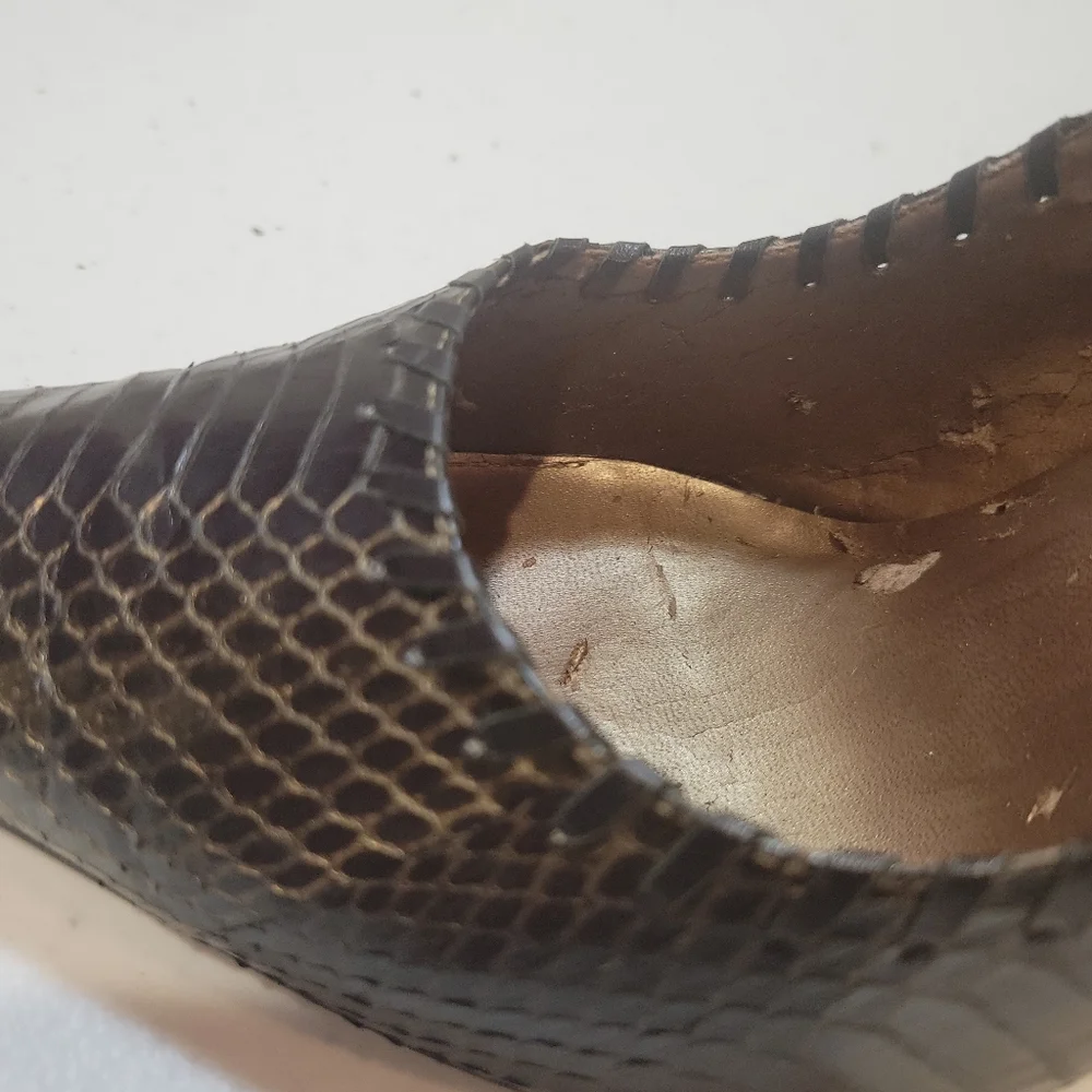 Nine West Brown Snakeskin Pointed-Toe Heels